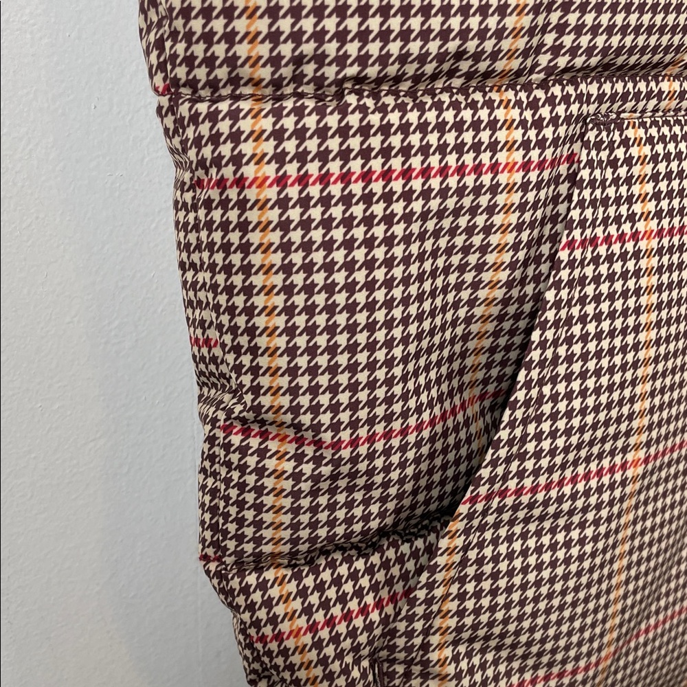 GoodFellow & Co 4 Pocket Zip Snap Men's M Brown Cream Checkered Plaid Vest - Picture 4 of 9
